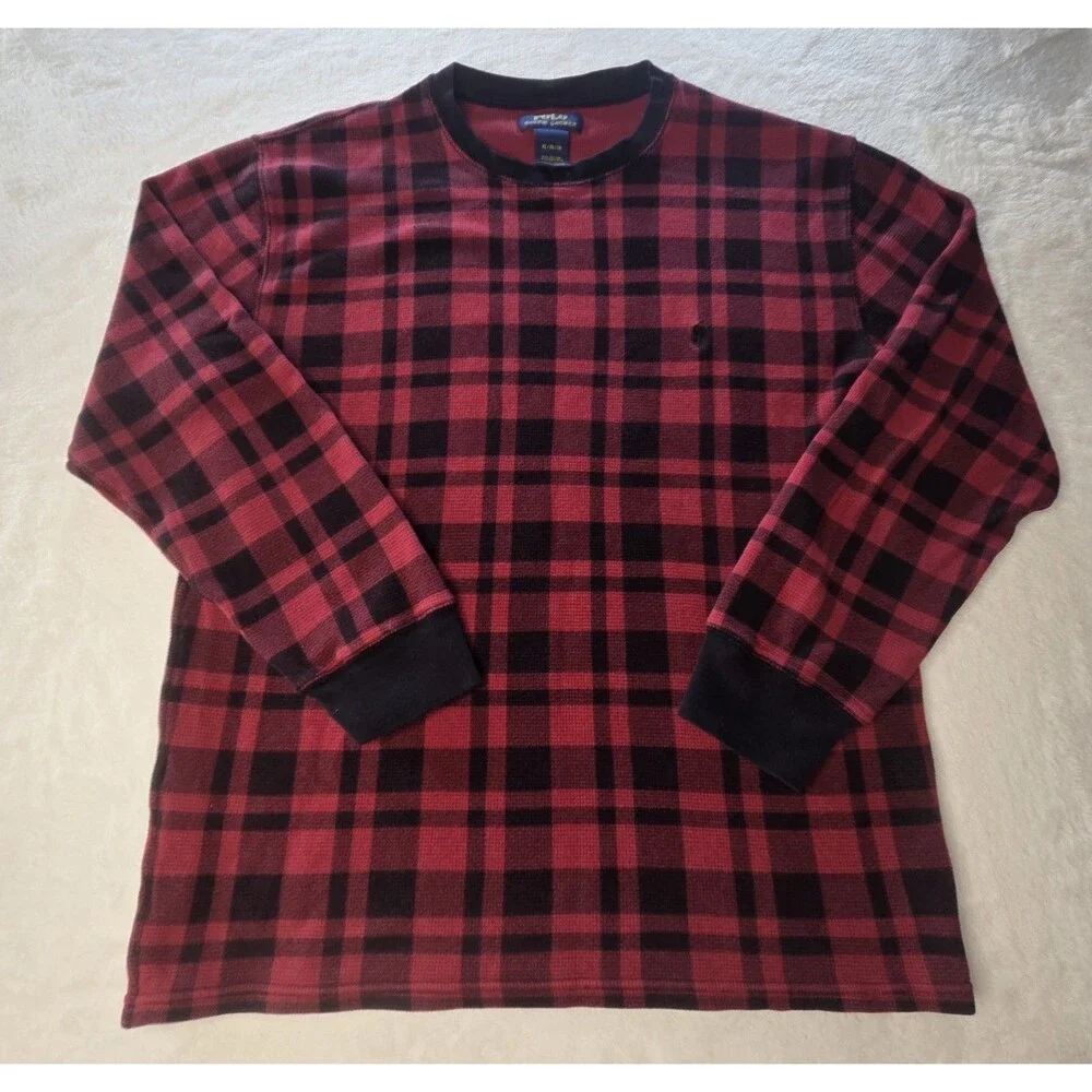 POLO RALPH LAUREN BUFFALO PLAID THERMAL RED BLACK MENS XL